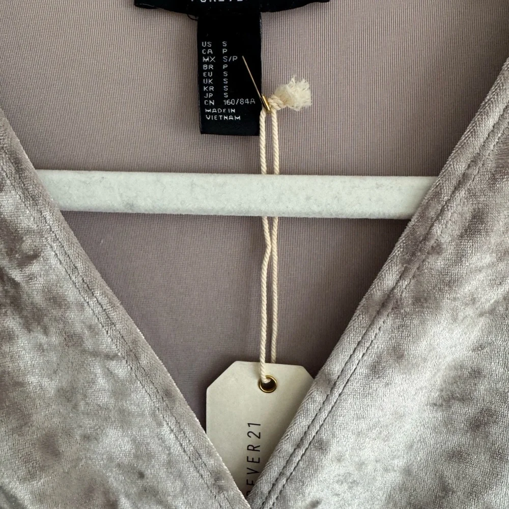 Forever 21 Crushed Velvet Long Sleeve Mini Dress in Champagne - Picture 6 of 6